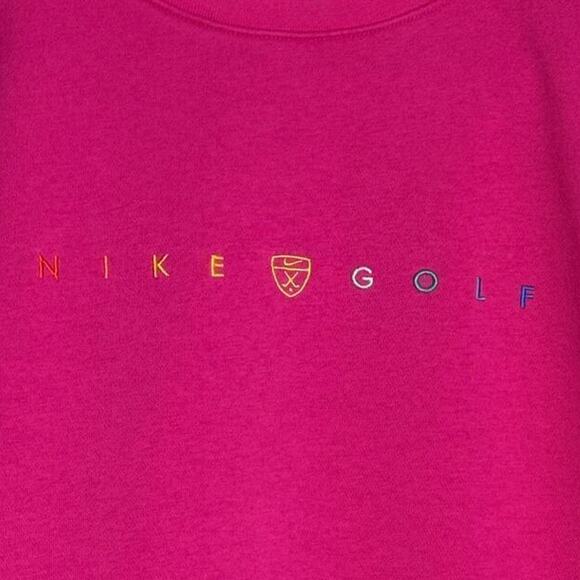 Nike Golf Women’s Medium Pink Crewneck Sweatshirt Pullover Logo Sweater - Picture 2 of 5